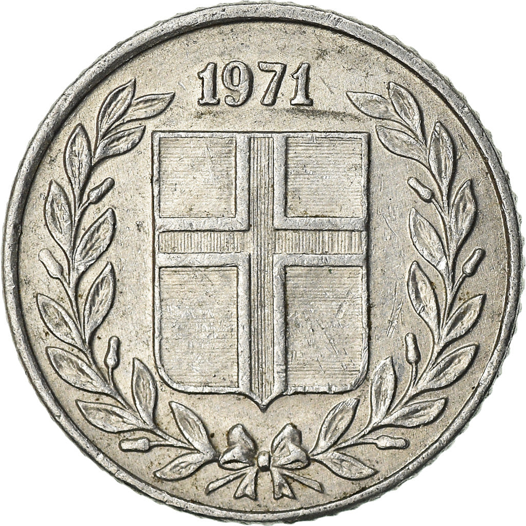 Coin, Iceland, 10 Aurar, 1971, EF(40-45), Aluminum, KM:10a