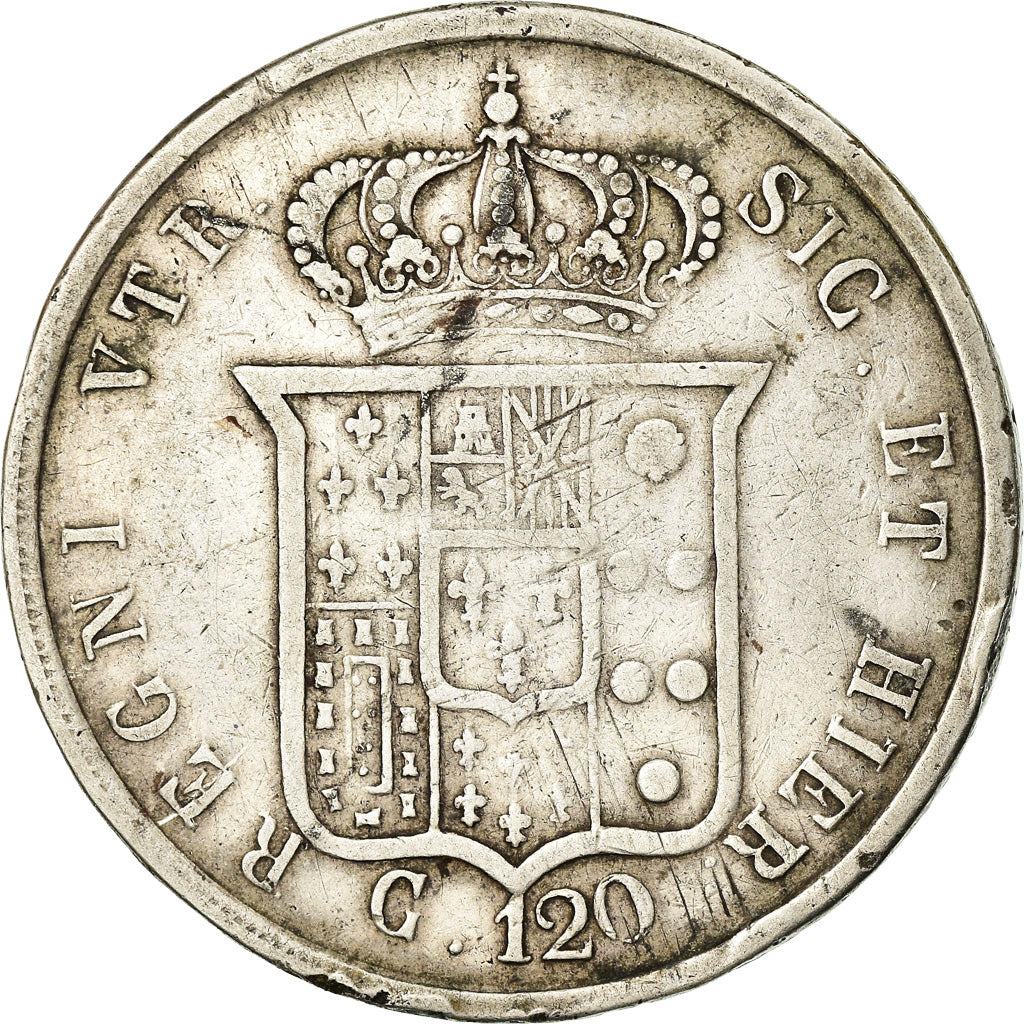 Coin, ITALIAN STATES, NAPLES, Ferdinando II, 120 Grana, 1857, VF(20-25), Silver