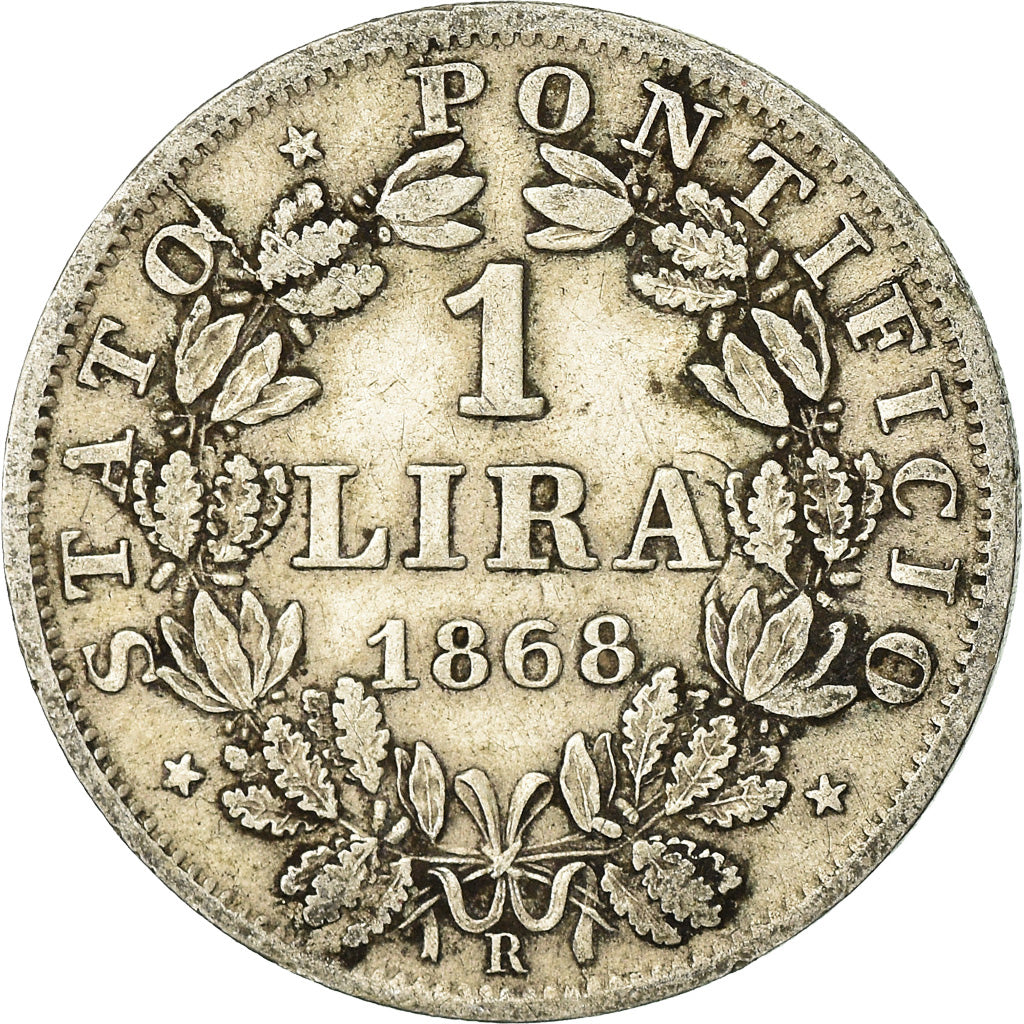 Coin, ITALIAN STATES, PAPAL STATES, Pius IX, Lira, 1868, VF(30-35), Silver