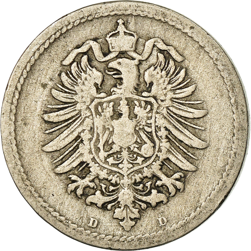 Moneda, ALEMANIA - IMPERIO, Wilhelm I, 5 Pfennig, 1876, Munich, BC+, Cobre -