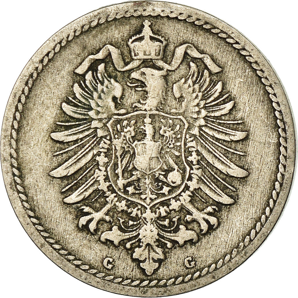 Moneta, GERMANIA - IMPERO, Wilhelm I, 5 Pfennig, 1889, Karlsruhe, MB