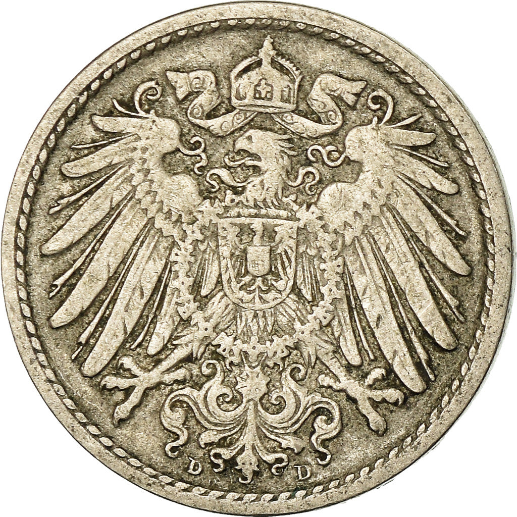 Coin, GERMANY - EMPIRE, Wilhelm II, 5 Pfennig, 1897, Munich, VF(30-35)