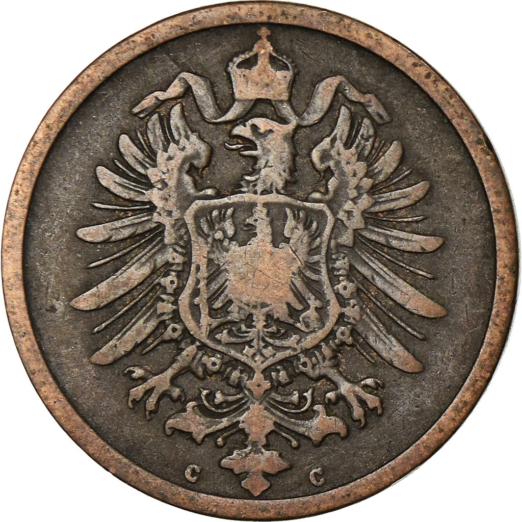 Coin, GERMANY - EMPIRE, Wilhelm I, 2 Pfennig, 1876, Frankfurt, VF(20-25)