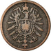 Coin, GERMANY - EMPIRE, Wilhelm I, 2 Pfennig, 1876, Frankfurt, VF(20-25)