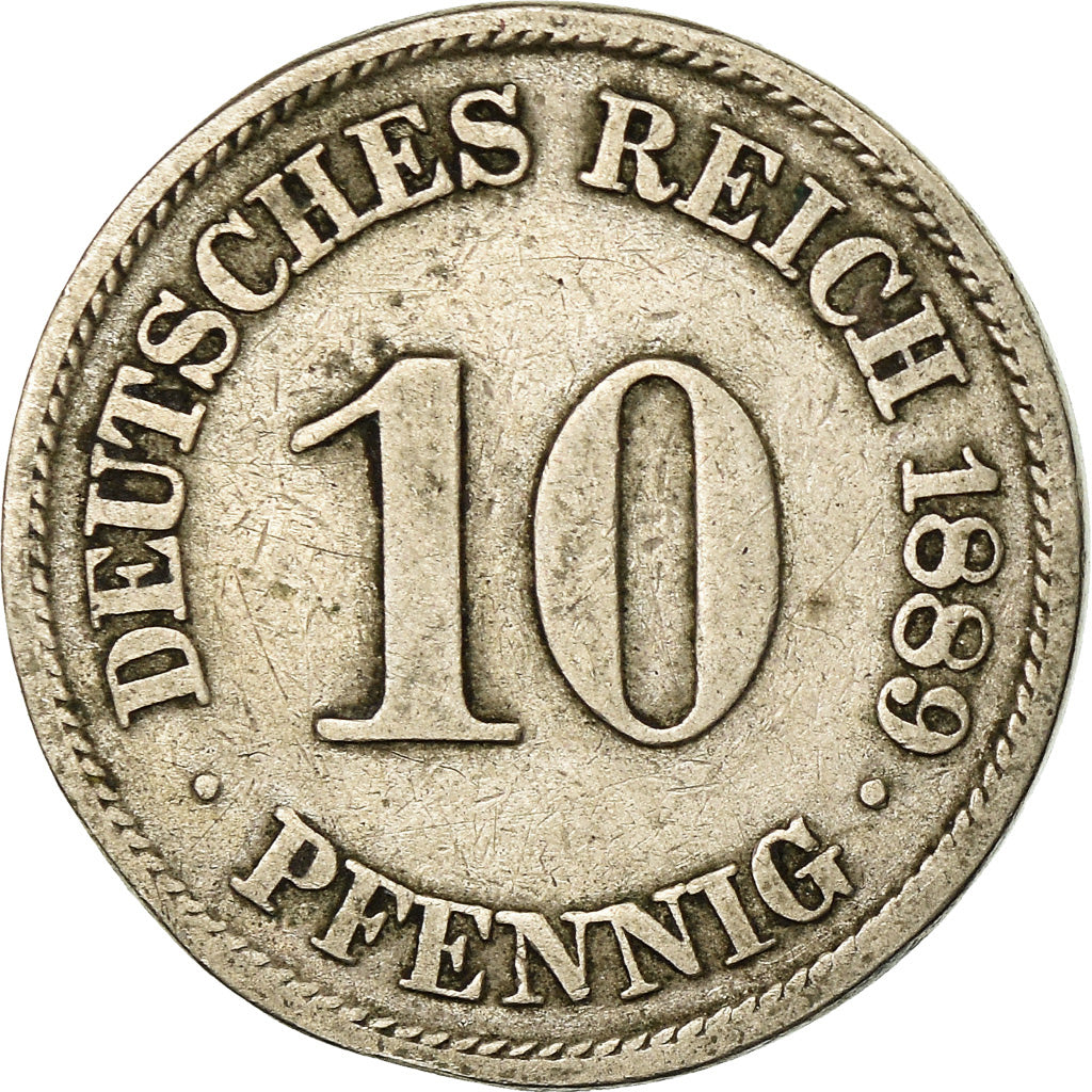 Moneta, GERMANIA - IMPERO, Wilhelm I, 10 Pfennig, 1889, Berlin, MB, Rame-nichel