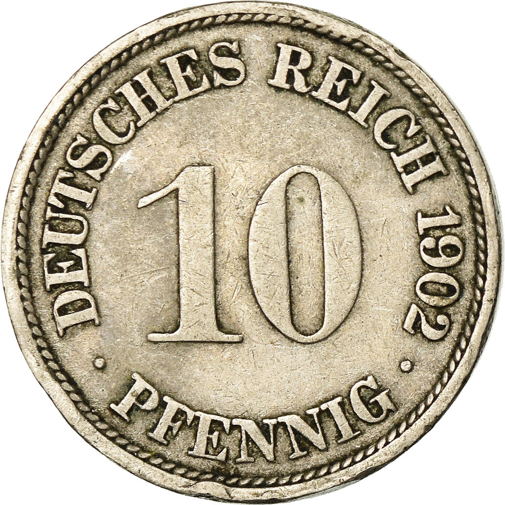 Coin, GERMANY - EMPIRE, Wilhelm II, 10 Pfennig, 1902, Stuttgart, EF(40-45)