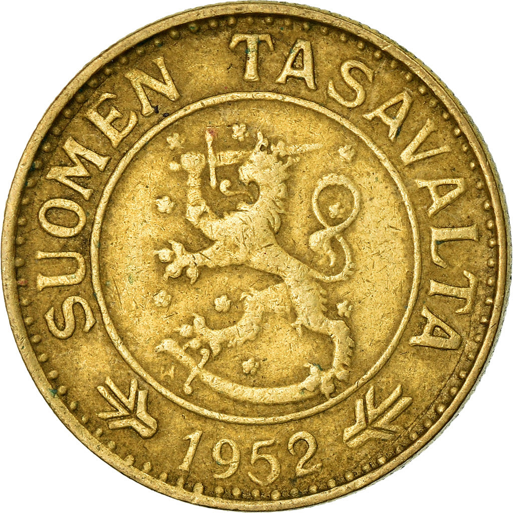 Coin, Finland, 10 Markkaa, 1952, EF(40-45), Aluminum-Bronze, KM:38