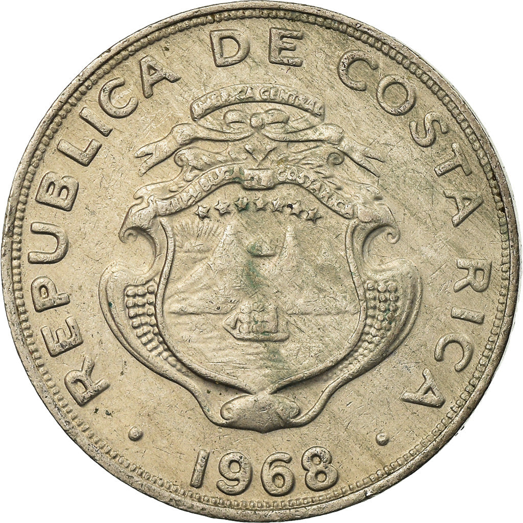 Coin, Costa Rica, Colon, 1968, EF(40-45), Copper-nickel, KM:186.2