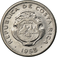 Moeda, Costa Rica, 10 Centimos, 1953, AU(55-58), Aço Inoxidável, KM:185.1a