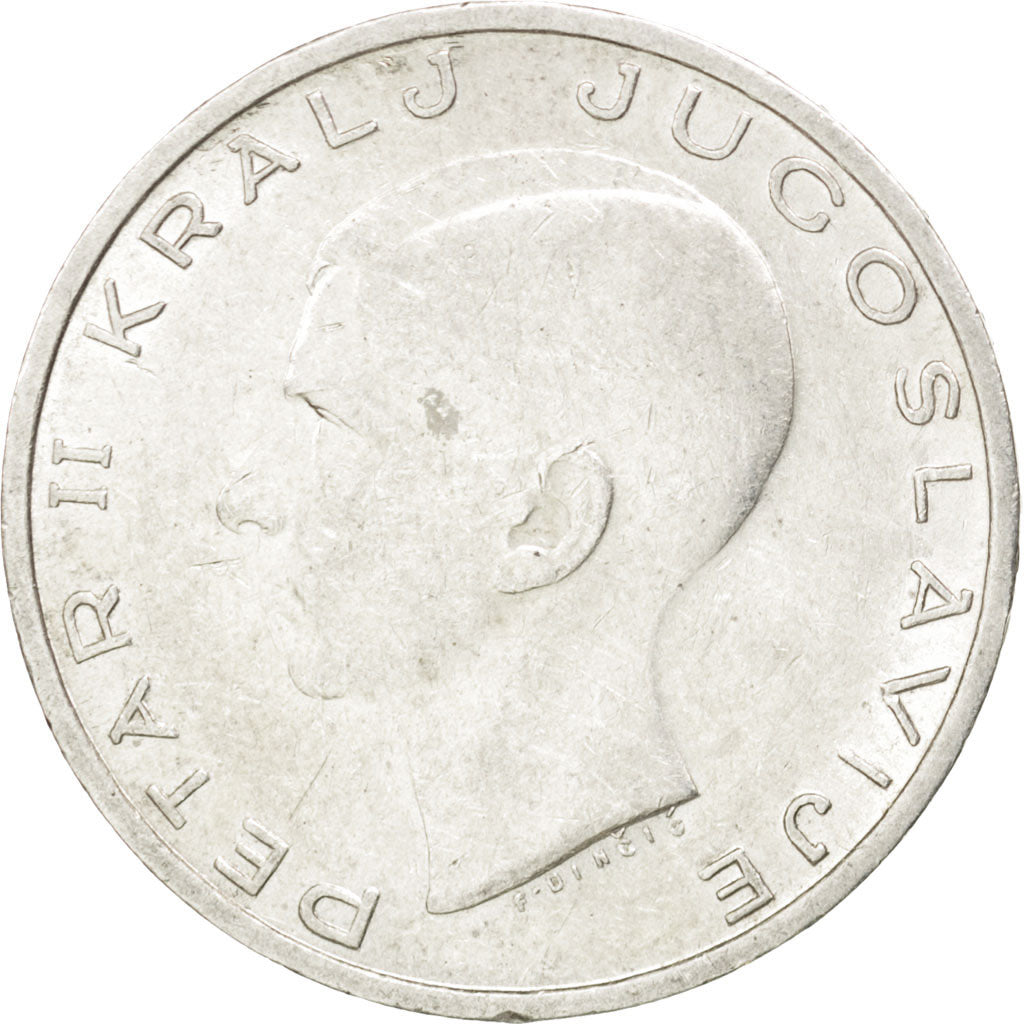 YUGOSLAVIA, 20 Dinara, 1938, KM #23, EF(40-45), Silver, 27, 8.98