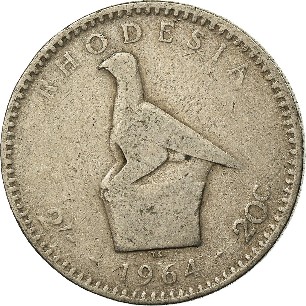 Coin, Rhodesia, Elizabeth II, 2 Shillings = 20 Cents, 1964, British Royal Mint