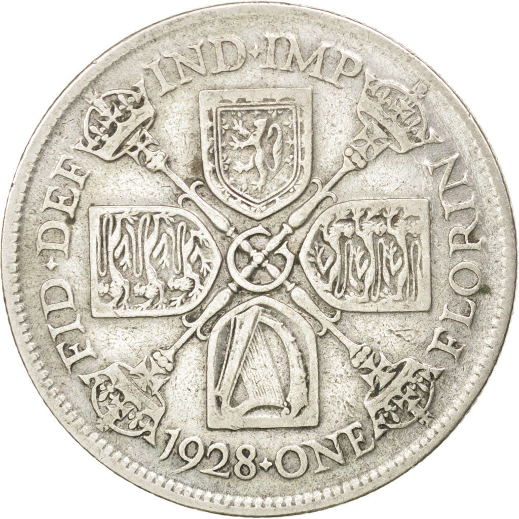 GREAT BRITAIN, Florin, Two Shillings, 1928, KM #834, VF(30-35), Silver, 28.3,...