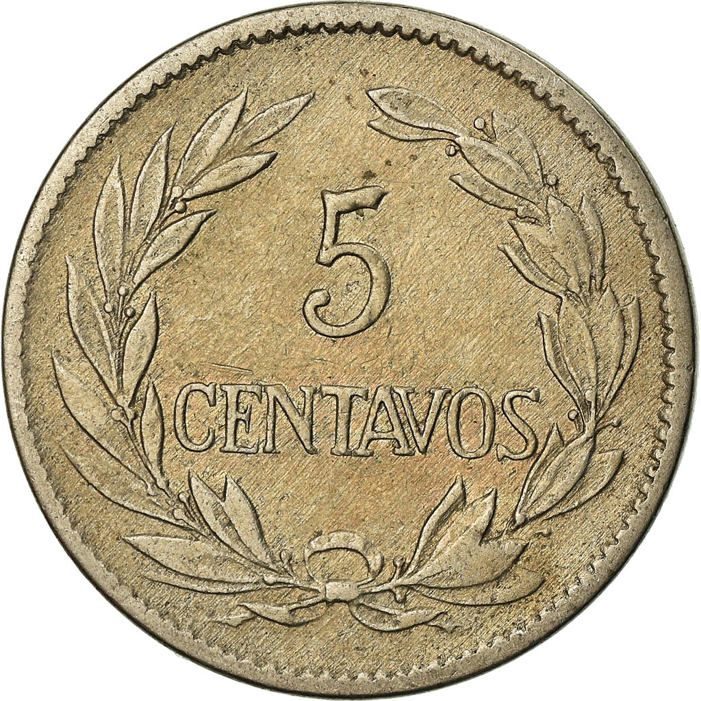 Moneda, Ecuador, 5 Centavos, Cinco, 1919, MBC, Cobre - níquel, KM:63