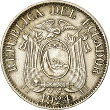 Coin, Ecuador, 10 Centavos, Diez, 1924, Heaton, Birmingham, EF(40-45)