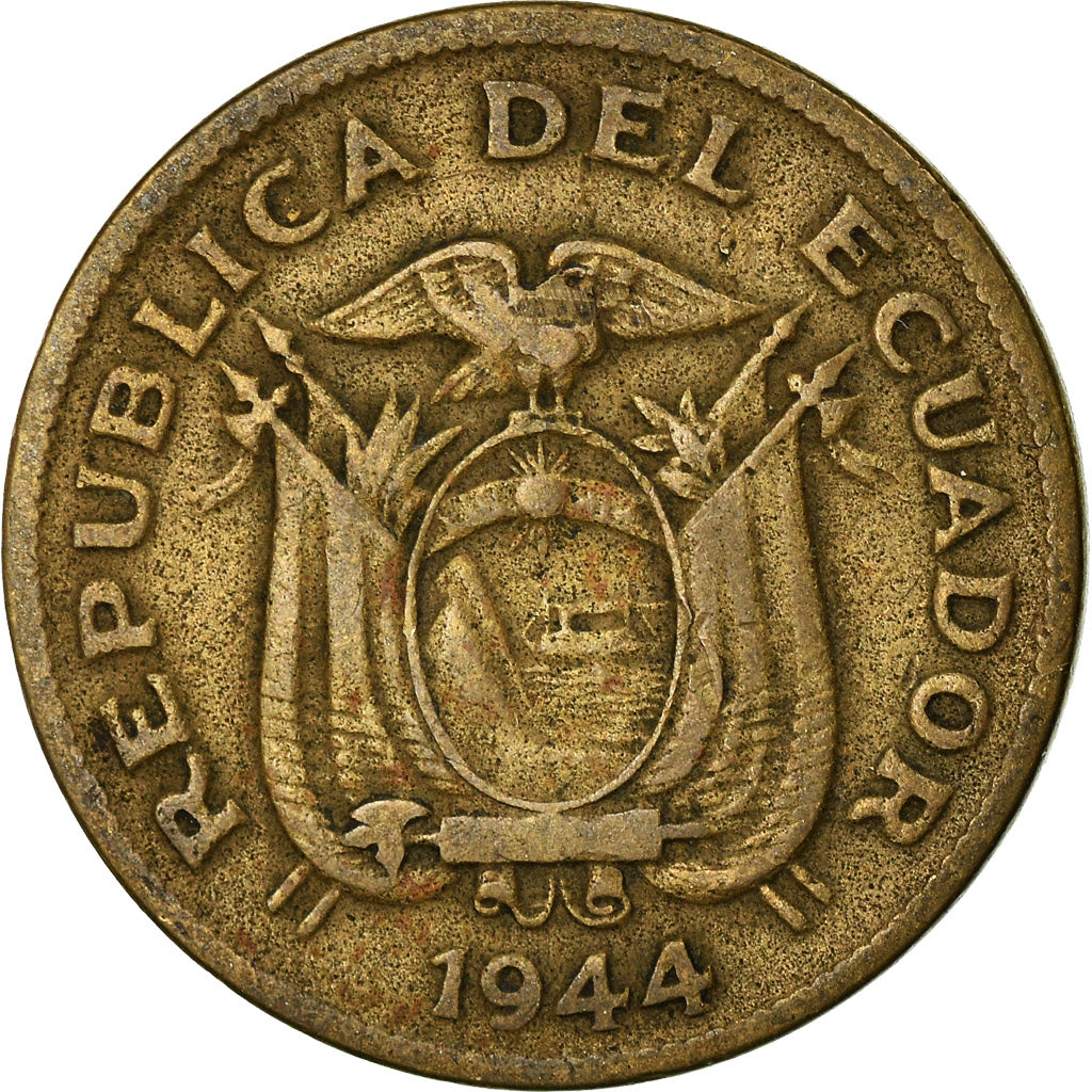 Coin, Ecuador, 20 Centavos, 1944, Denver, VF(30-35), Brass, KM:77.1a