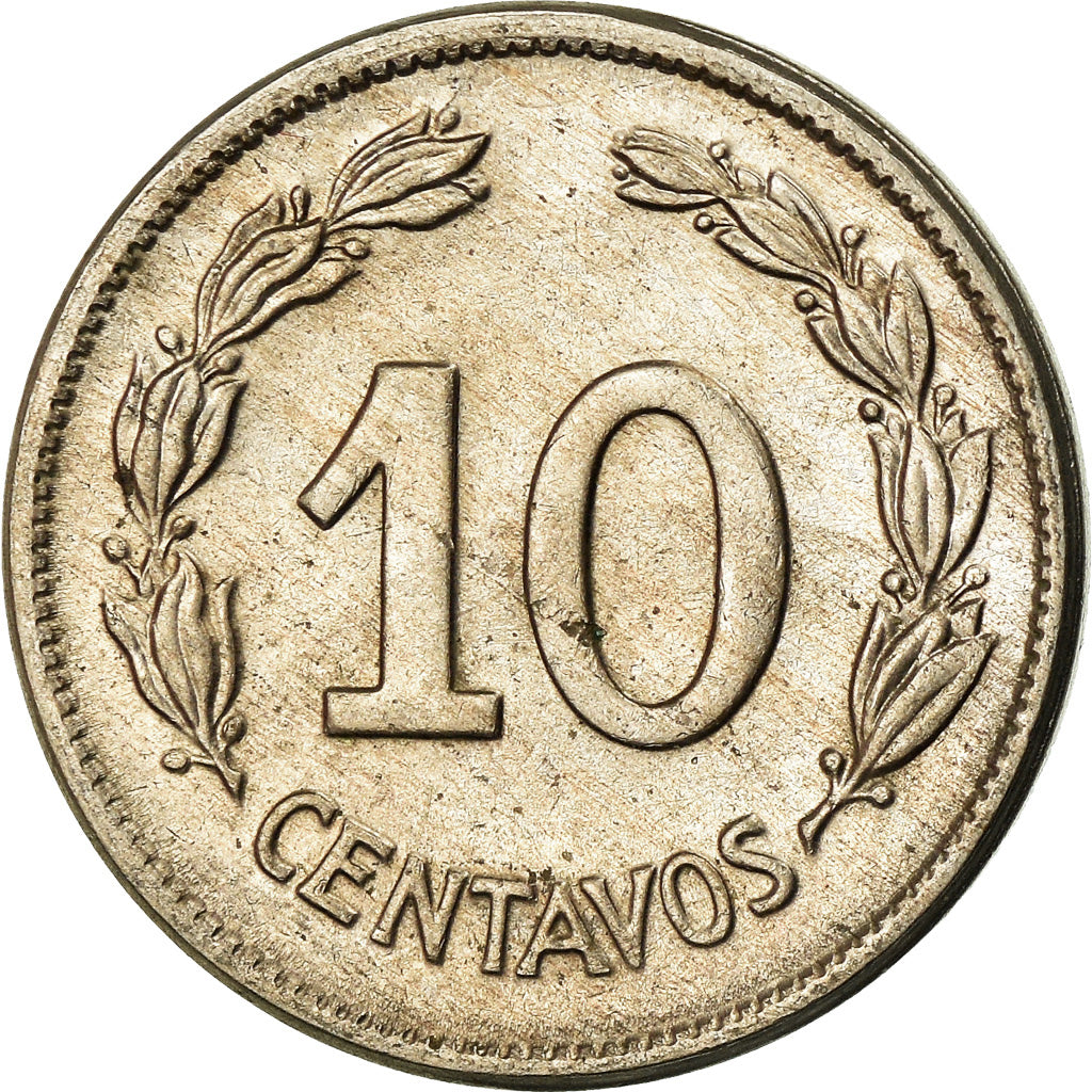 Coin, Ecuador, 10 Centavos, Diez, 1946, Philadelphia, EF(40-45), Copper-nickel