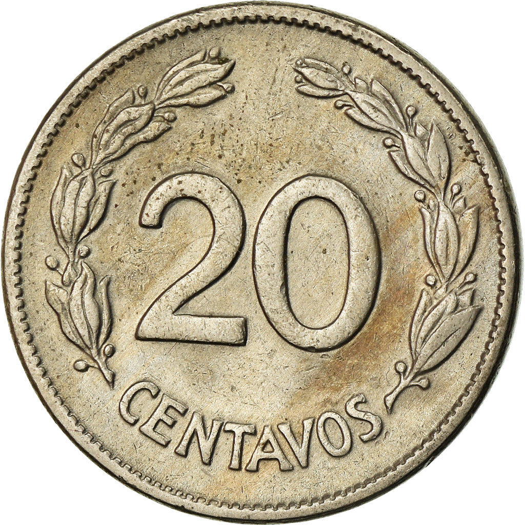 Moneta, Ecuador, 20 Centavos, 1946, BB, Rame-nichel, KM:77.1b