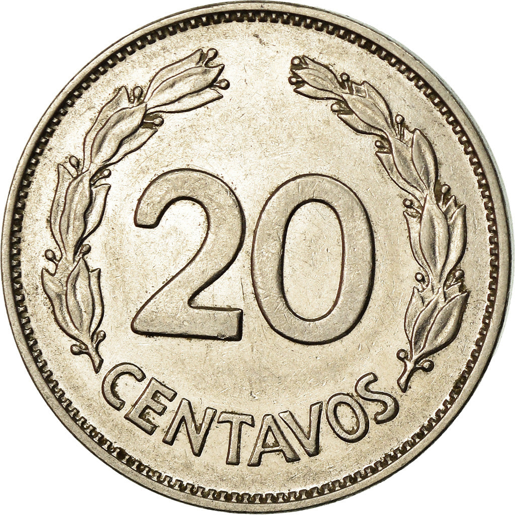Coin, Ecuador, 20 Centavos, 1959, EF(40-45), Nickel Clad Steel, KM:77.1c