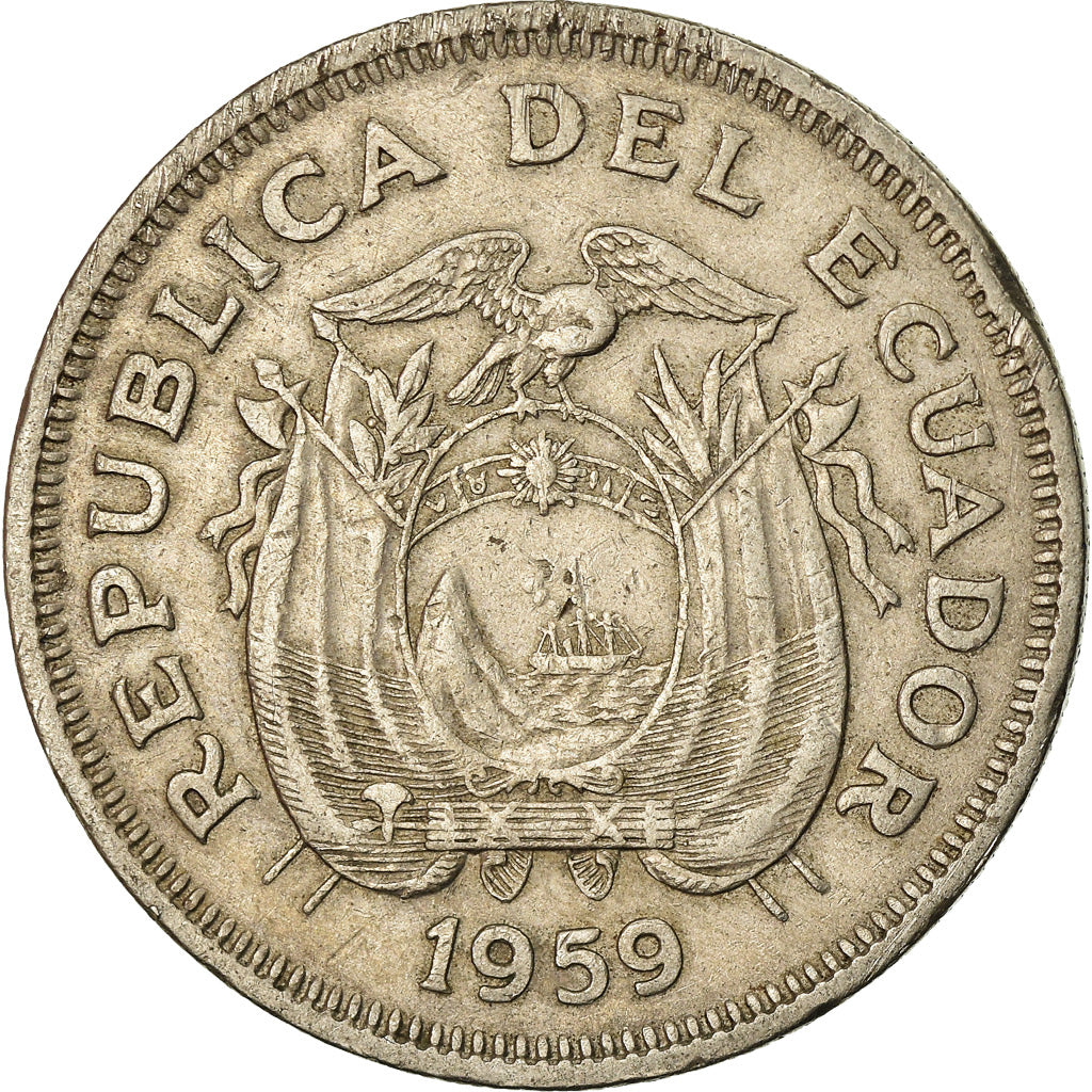 Coin, Ecuador, Sucre, Un, 1959, VF(30-35), Copper-nickel, KM:78a