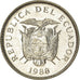 Moneda, Ecuador, 5 Sucres, Cinco, 1988, MBC, Níquel recubierto de acero, KM:91