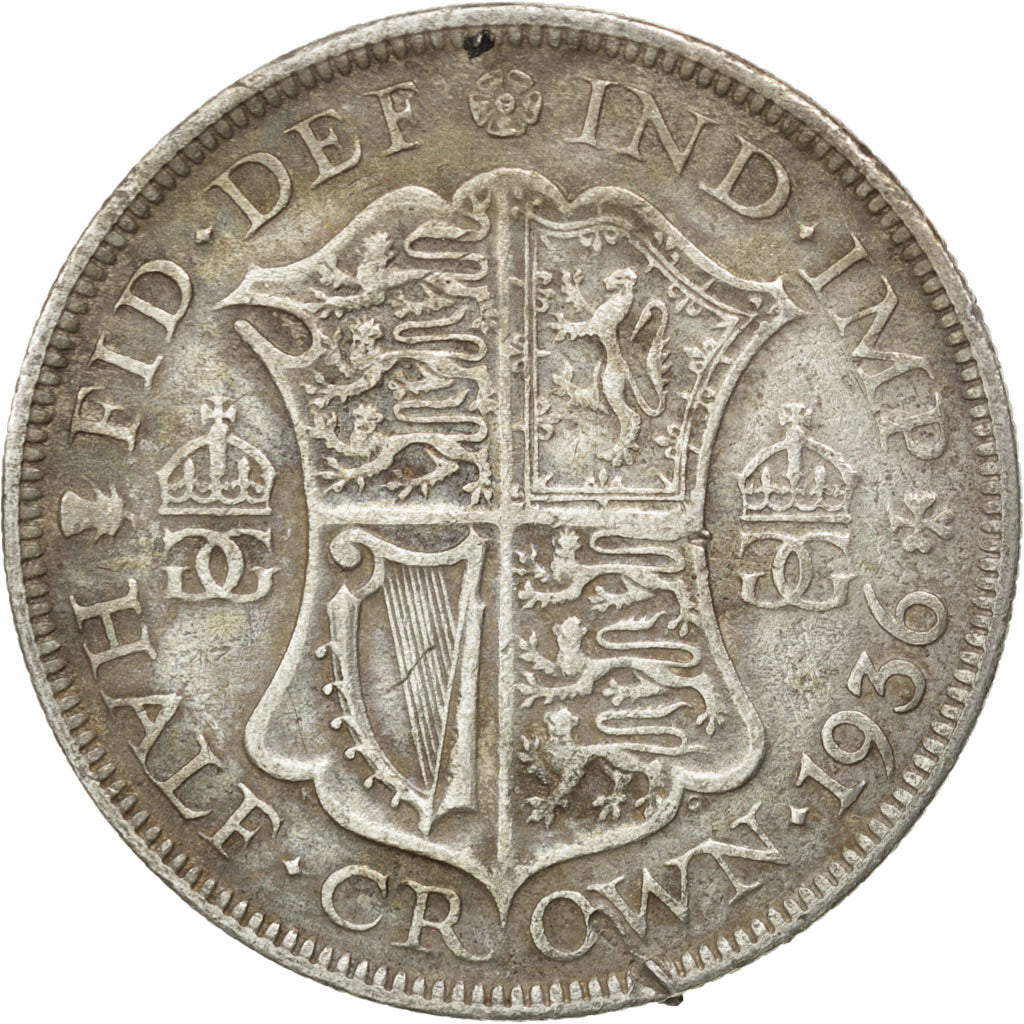 GREAT BRITAIN, 1/2 Crown, 1936, KM #835, VF(30-35), Silver, 32.3, 13.46