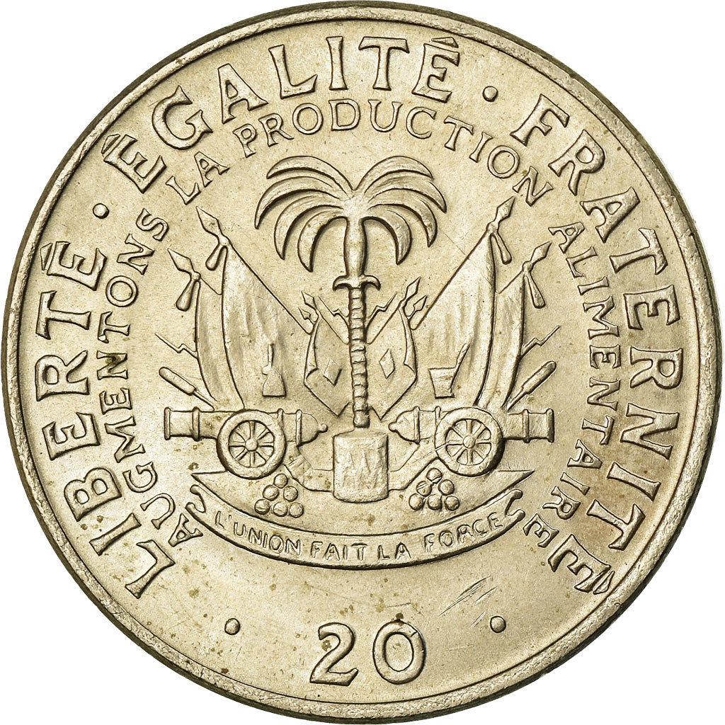 Coin, Haiti, 20 Centimes, 1975, EF(40-45), Copper-nickel, KM:100