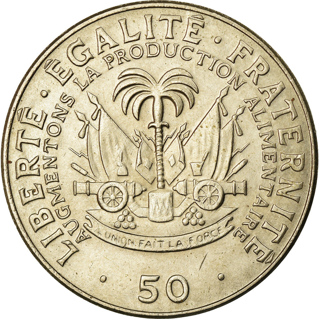 Coin, Haiti, 50 Centimes, 1975, EF(40-45), Copper-Nickel-Zinc, KM:101a