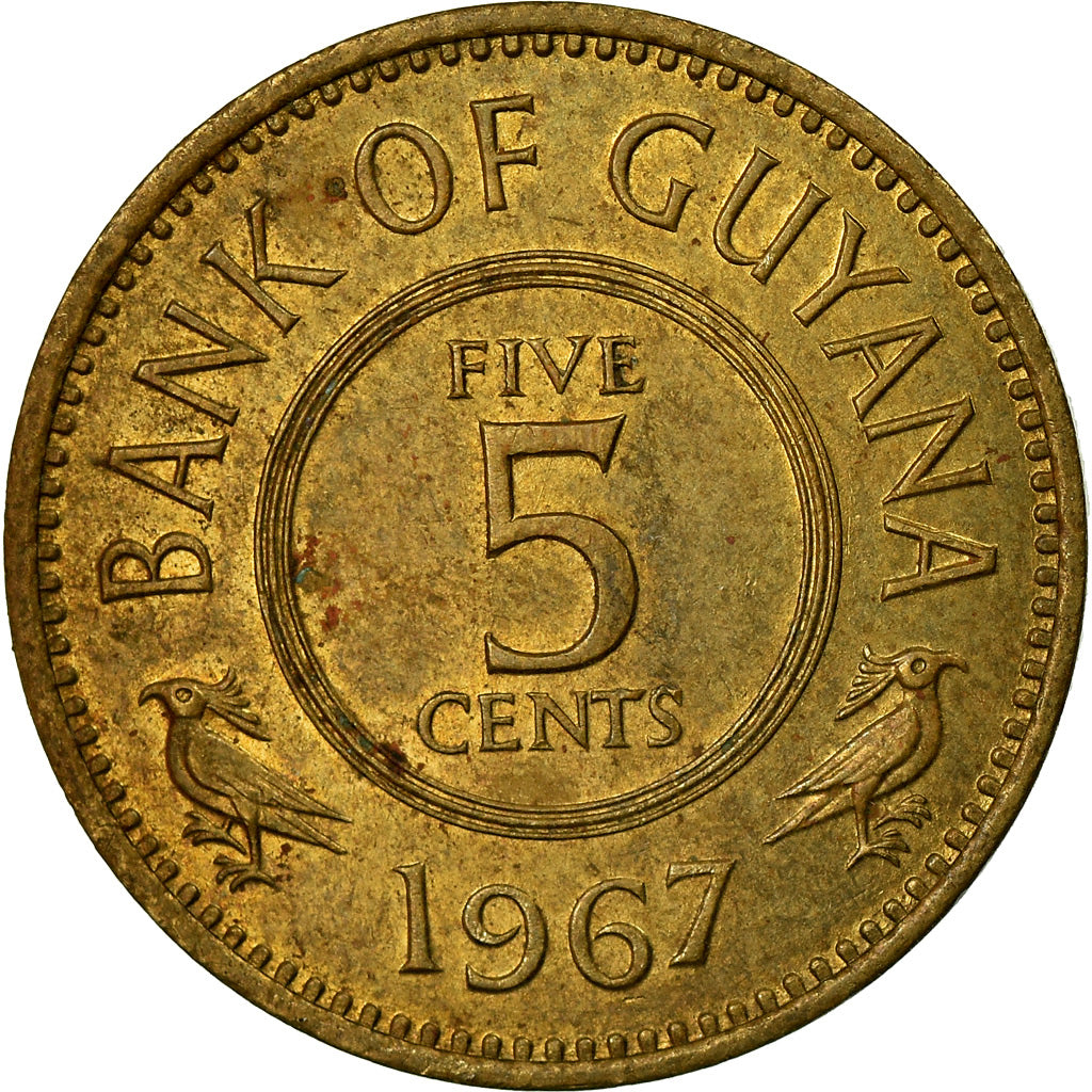 Monnaie, Guyana, 5 Cents, 1967, TTB, Nickel-brass, KM:32