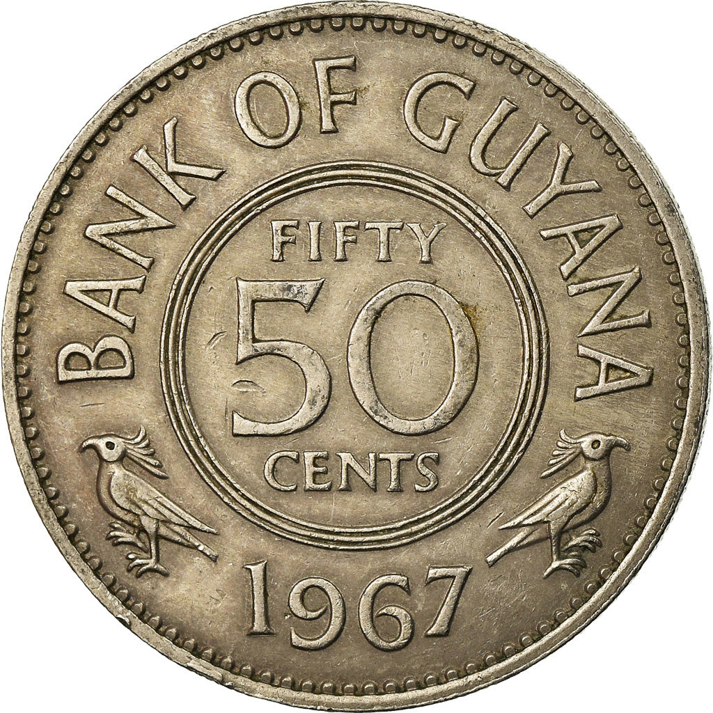 Moeda, Guiana, 50 Cents, 1967, EF(40-45), Cobre-níquel, KM:35