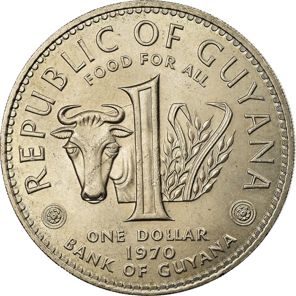 Coin, Guyana, Dollar, 1970, Franklin Mint, EF(40-45), Copper-nickel, KM:36