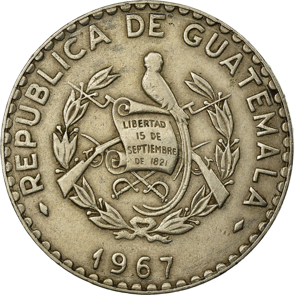 Moneda, Guatemala, 25 Centavos, 1967, MBC, Cobre - níquel, KM:269