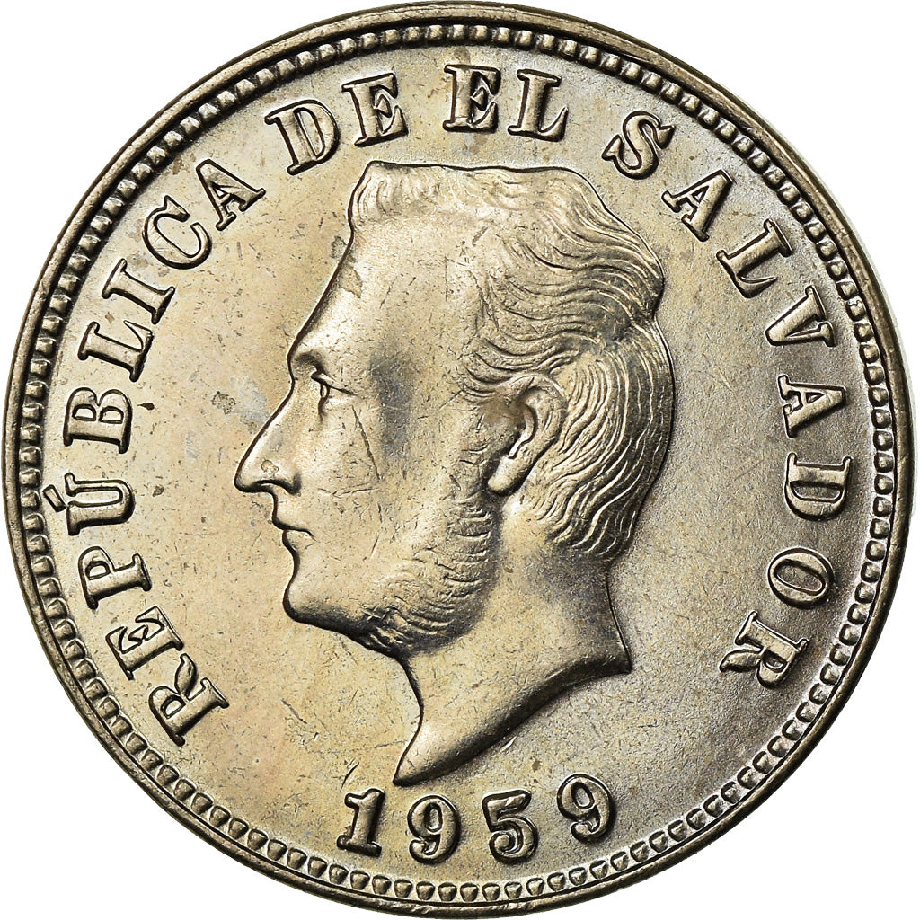 Moeda, El Salvador, 5 Centavos, 1959, EF(40-45), Cobre-níquel, KM:134