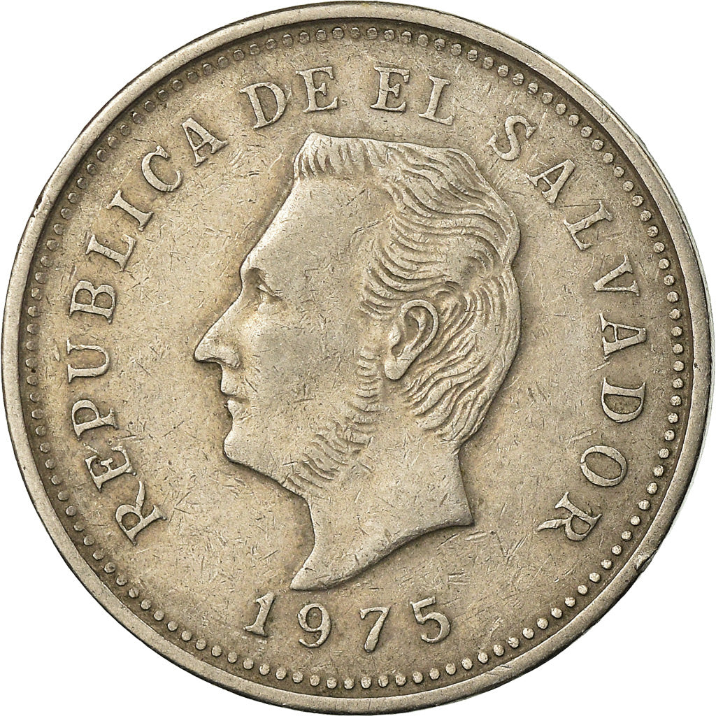 Moneta, El Salvador, 5 Centavos, 1975, BB, Acciaio ricoperto in rame-nichel