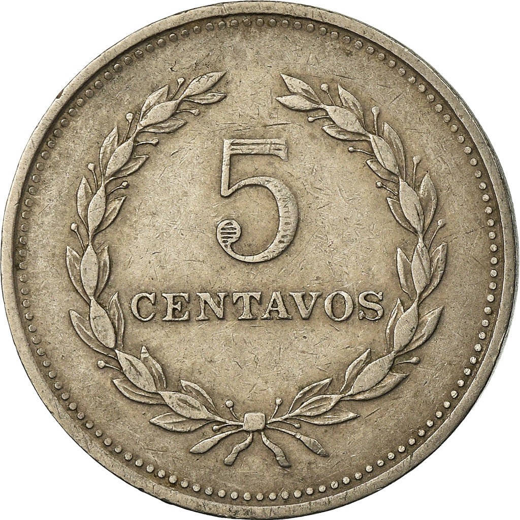 Moneta, El Salvador, 5 Centavos, 1975, BB, Acciaio ricoperto in rame-nichel