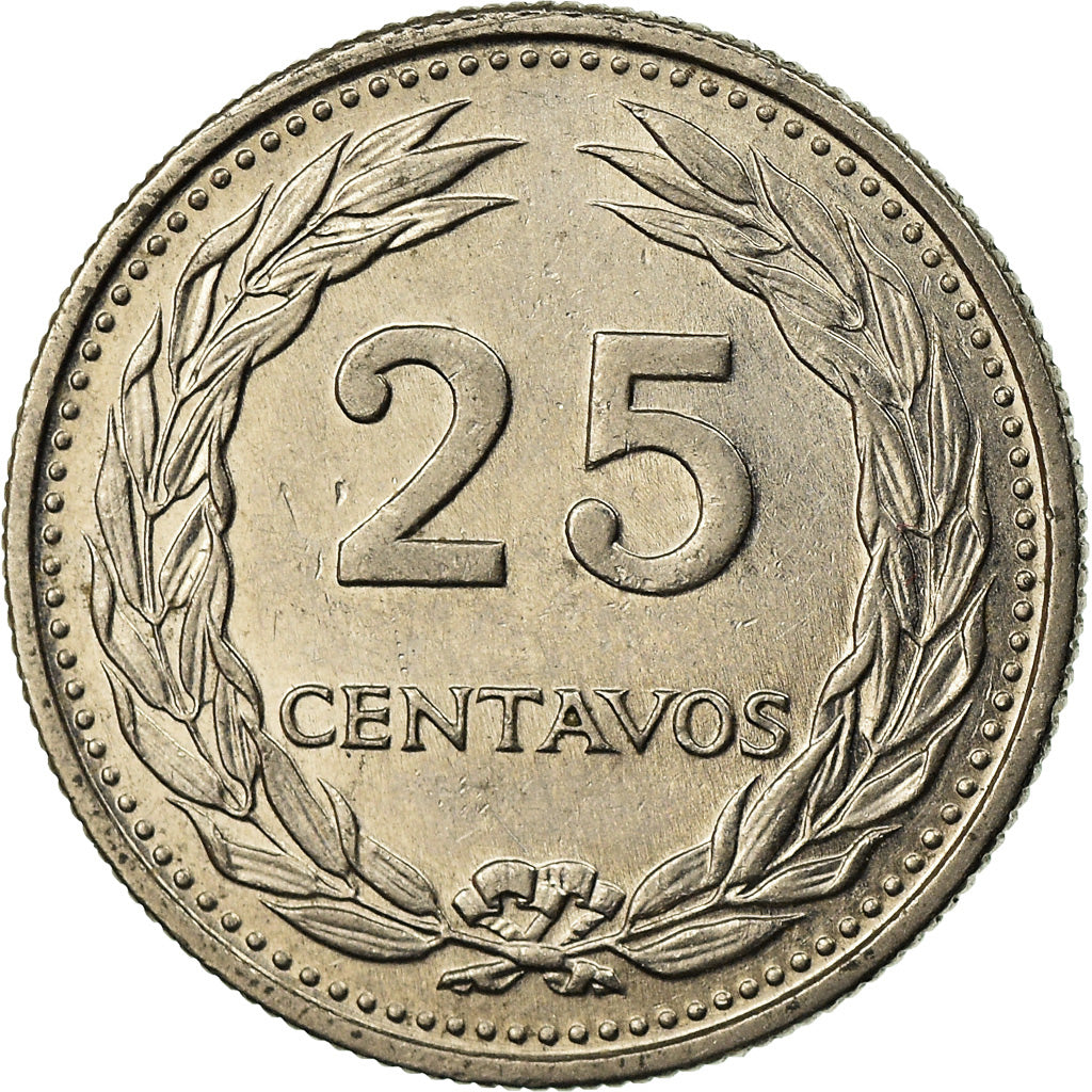 Moneda, El Salvador, 25 Centavos, 1970, MBC, Níquel, KM:139