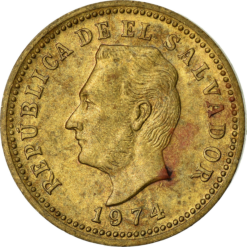 Moeda, El Salvador, 3 Centavos, 1974, British Royal Mint, England, VF(30-35)