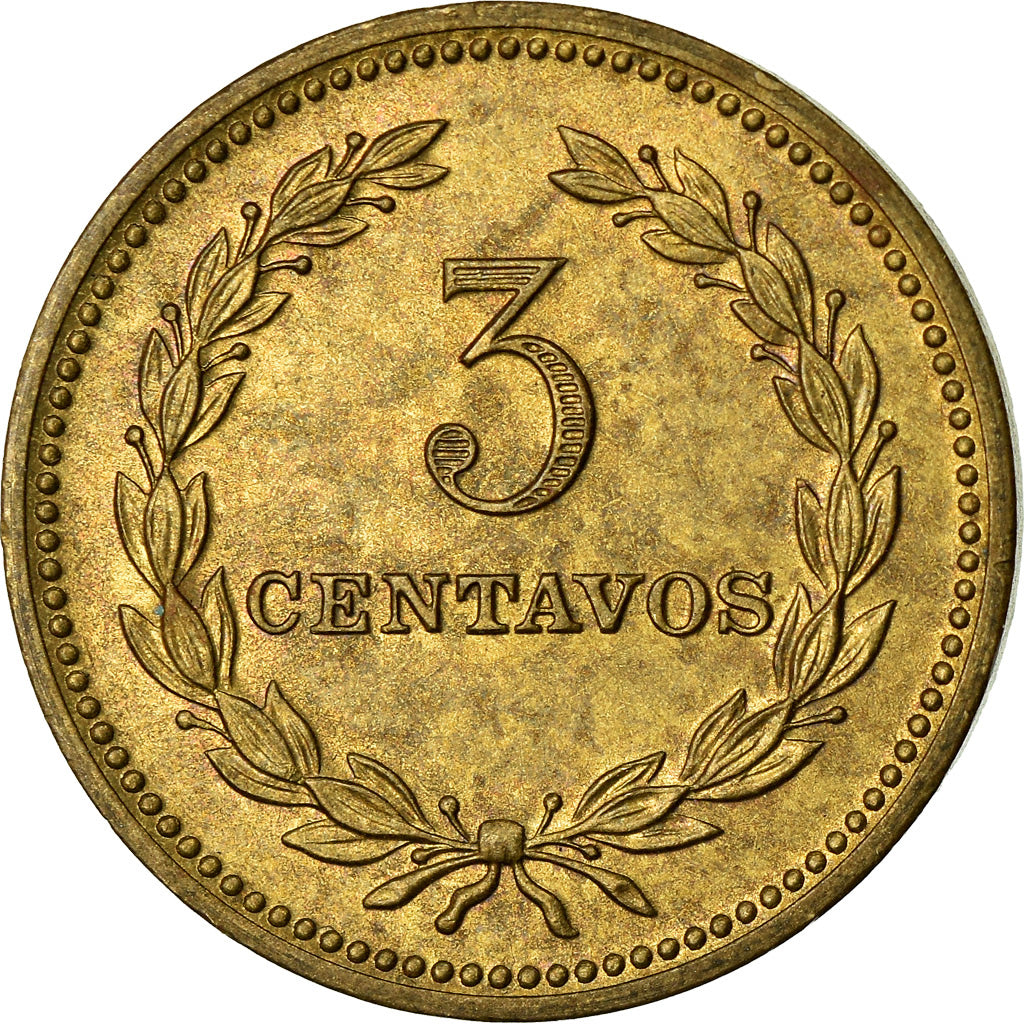 Moeda, El Salvador, 3 Centavos, 1974, British Royal Mint, England, VF(30-35)
