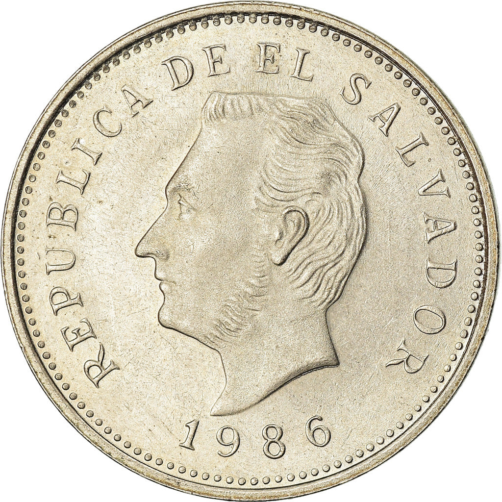 Munten, El Salvador, 5 Centavos, 1986, ZF, Copper-Nickel Clad Steel, KM:149