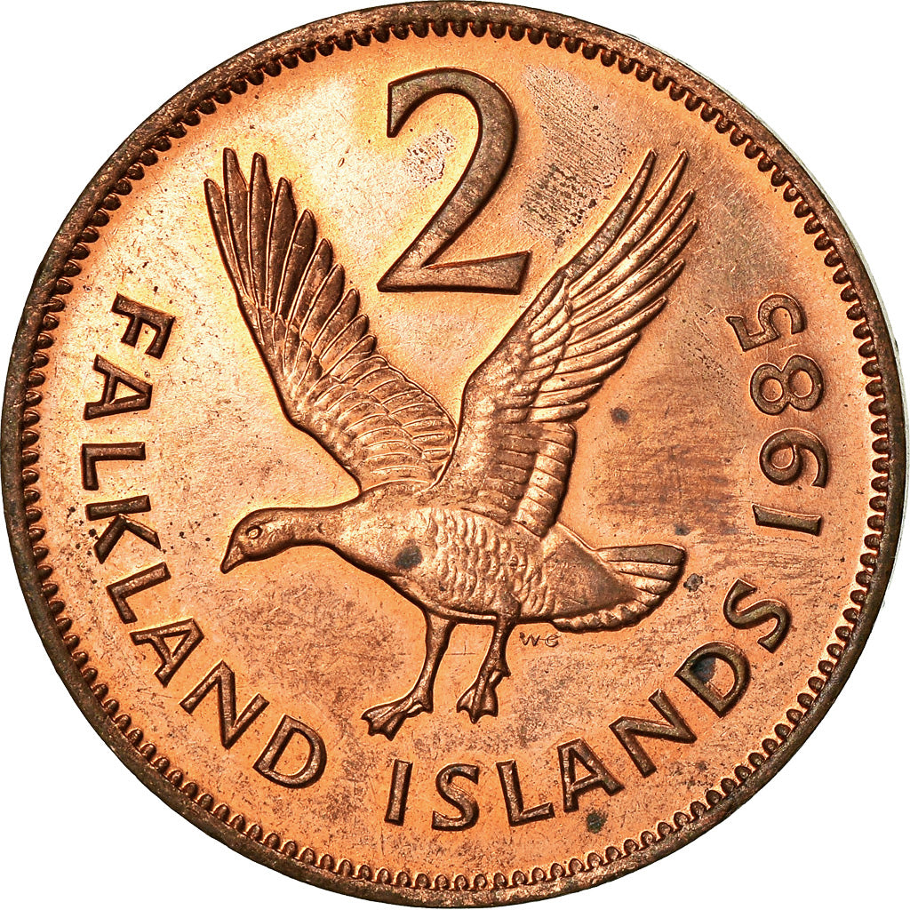 Coin, Falkland Islands, Elizabeth II, 2 Pence, 1985, EF(40-45), Bronze, KM:3