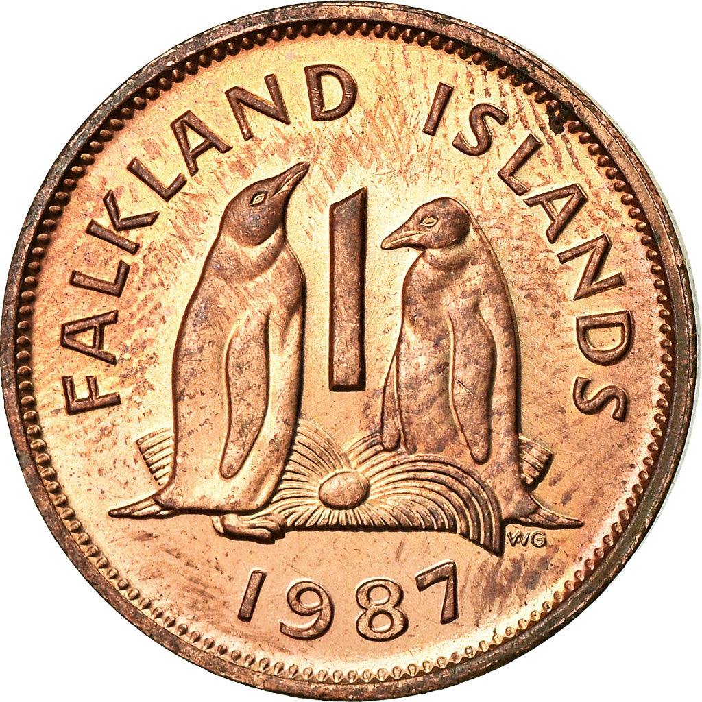 Monnaie, Falkland Islands, Elizabeth II, Penny, 1987, TTB, Bronze, KM:2