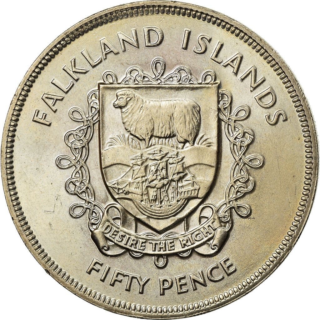 Monnaie, Falkland Islands, Elizabeth II, 50 Pence, 1977, SUP, Copper-nickel