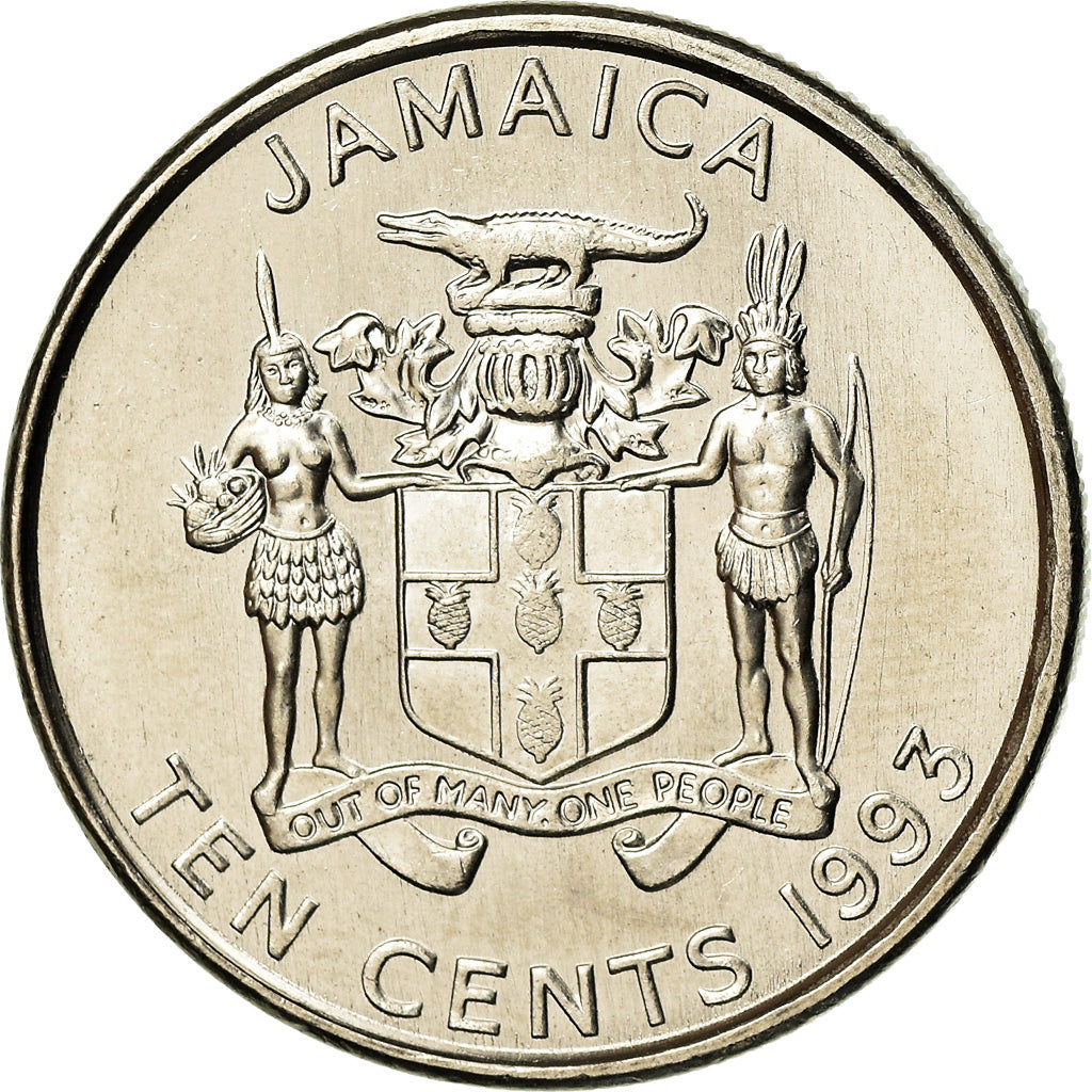 Coin, Jamaica, Elizabeth II, 10 Cents, 1993, EF(40-45), Nickel plated steel