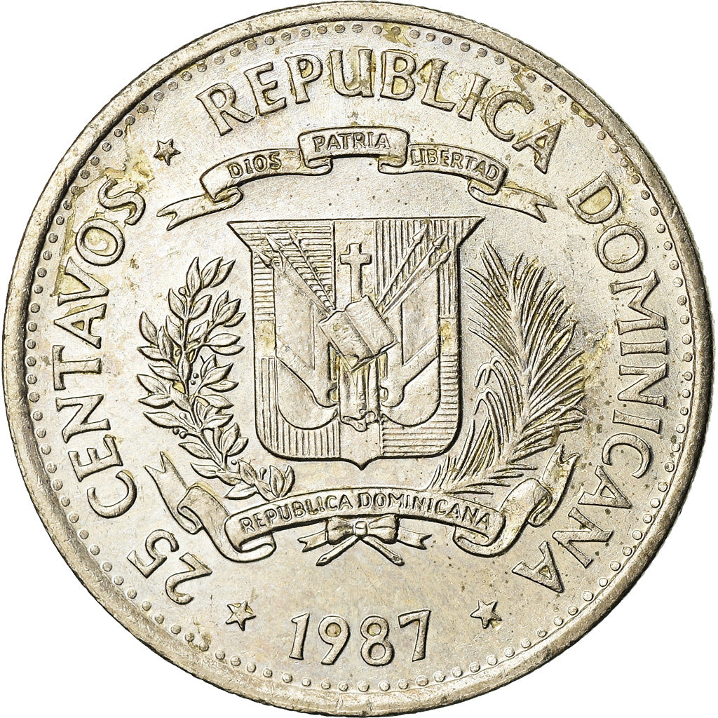 Monnaie, Dominican Republic, 25 Centavos, 1987, Dominican Republic Mint, TTB