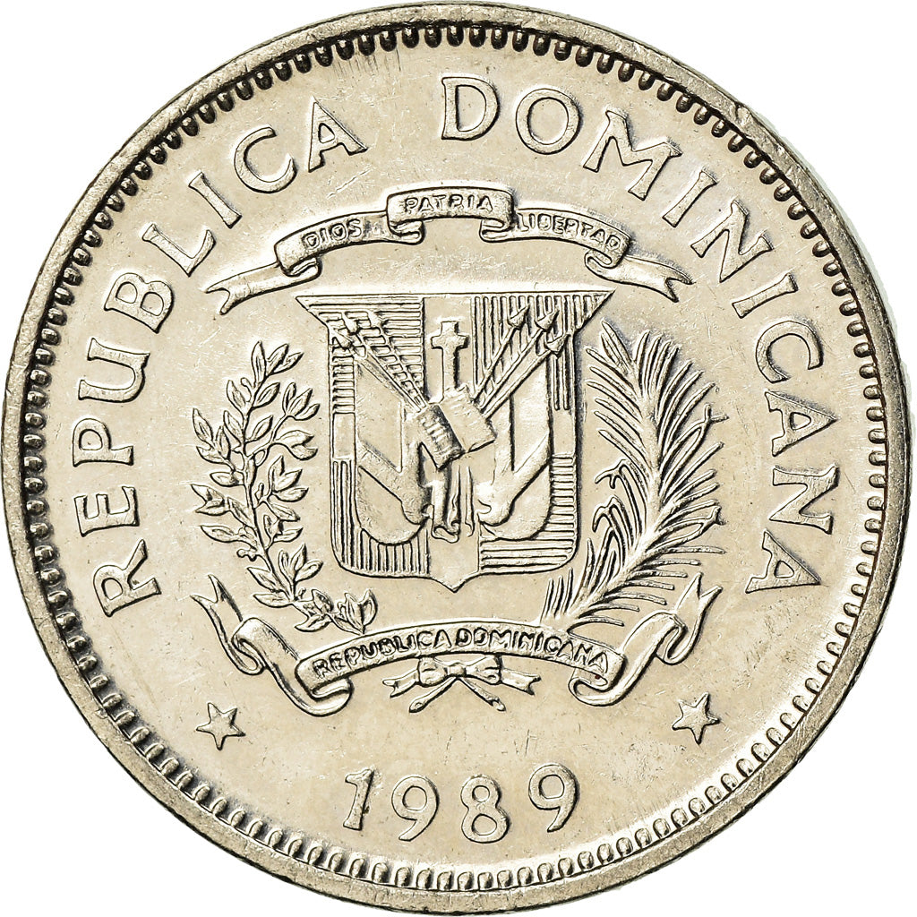 Coin, Dominican Republic, 5 Centavos, 1989, EF(40-45), Nickel Clad Steel, KM:69