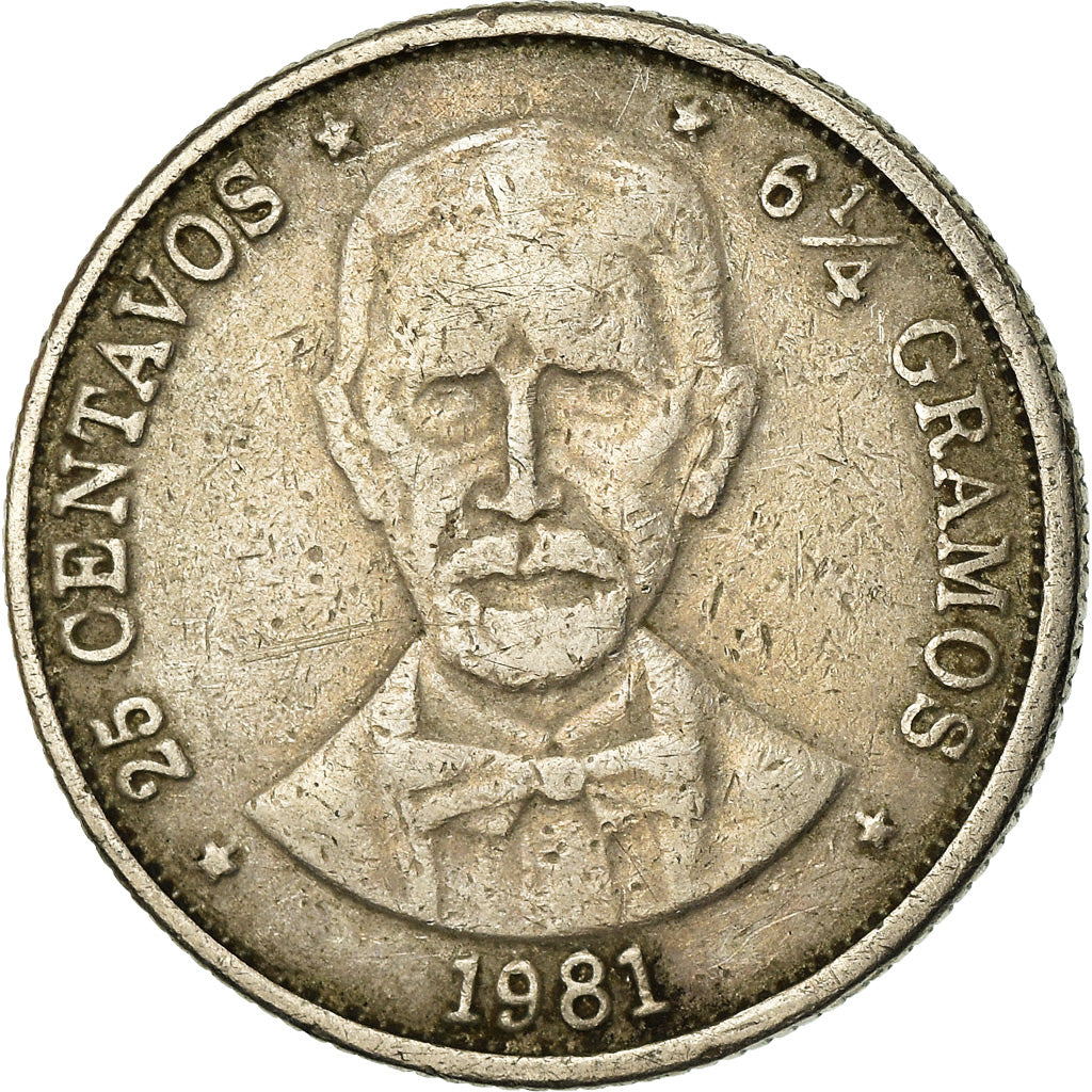 Coin, Dominican Republic, 25 Centavos, 1981, VF(30-35), Copper-nickel, KM:51