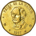 Moeda, República Dominicana, Peso, 1992, EF(40-45), Latão, KM:80.1