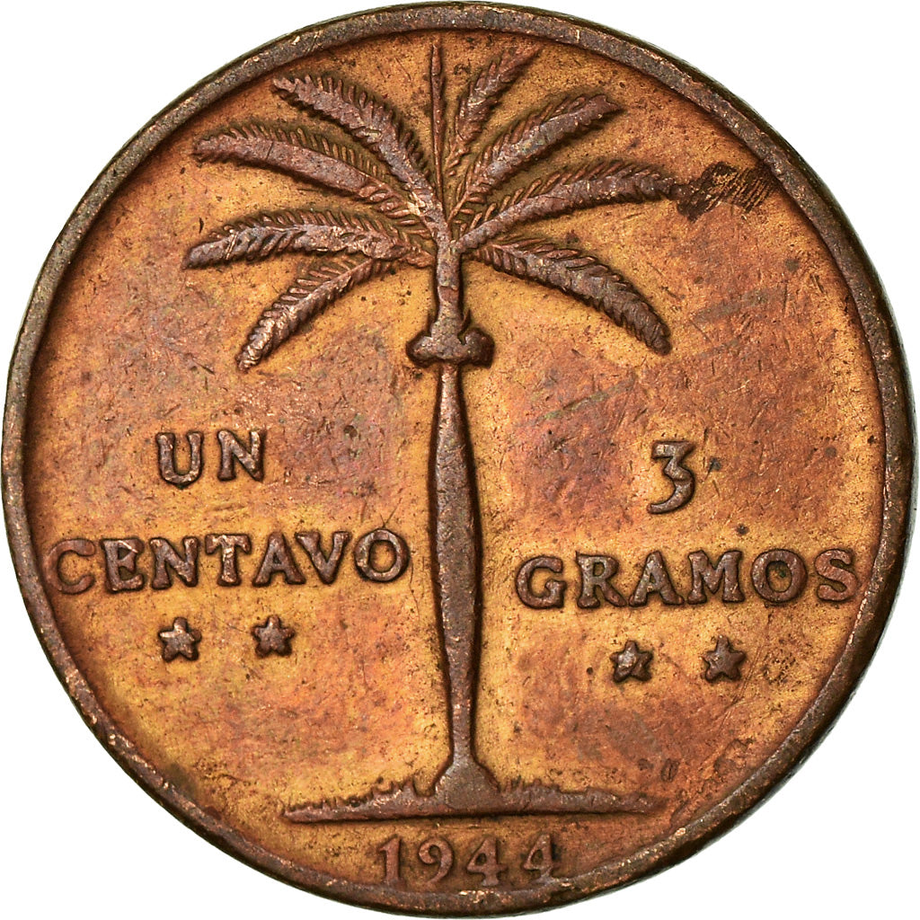 Moneta, Republika Dominikany, Centavo, 1944, VF(20-25), Bronze, KM:17