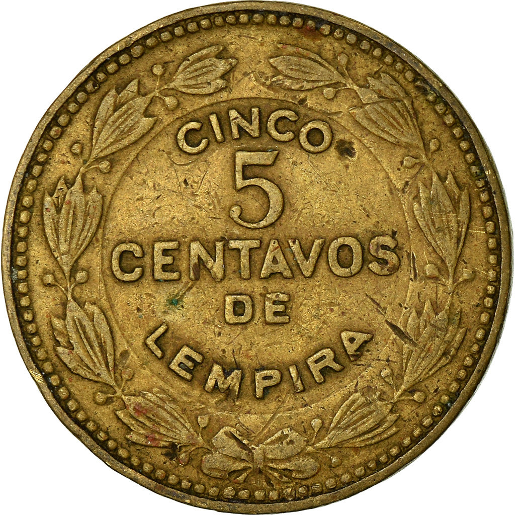 Moneda, Honduras, 5 Centavos, 1975, BC+, Latón, KM:72.2a