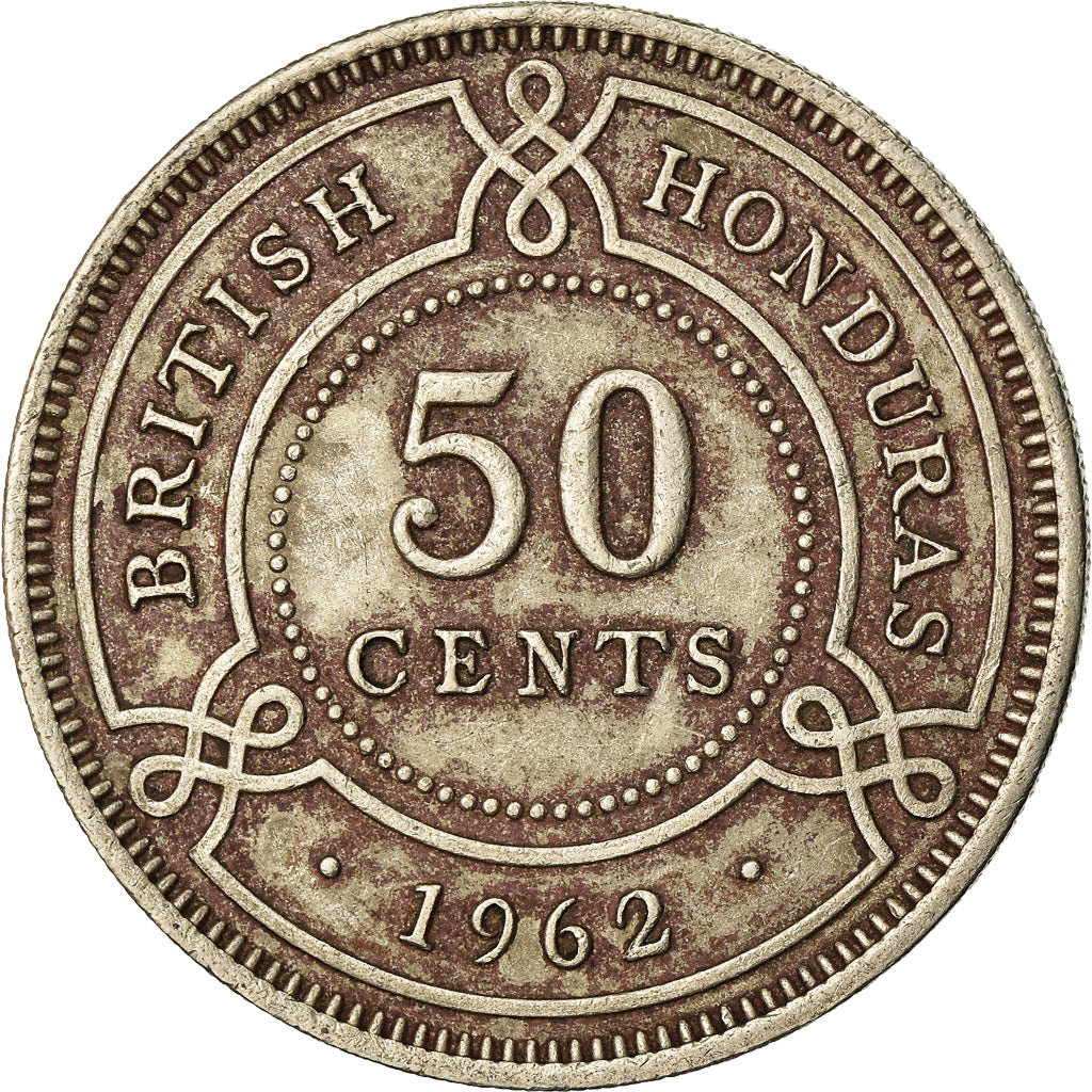 Coin, British Honduras, Elizabeth II, 50 Cents, 1962, EF(40-45), Copper-nickel