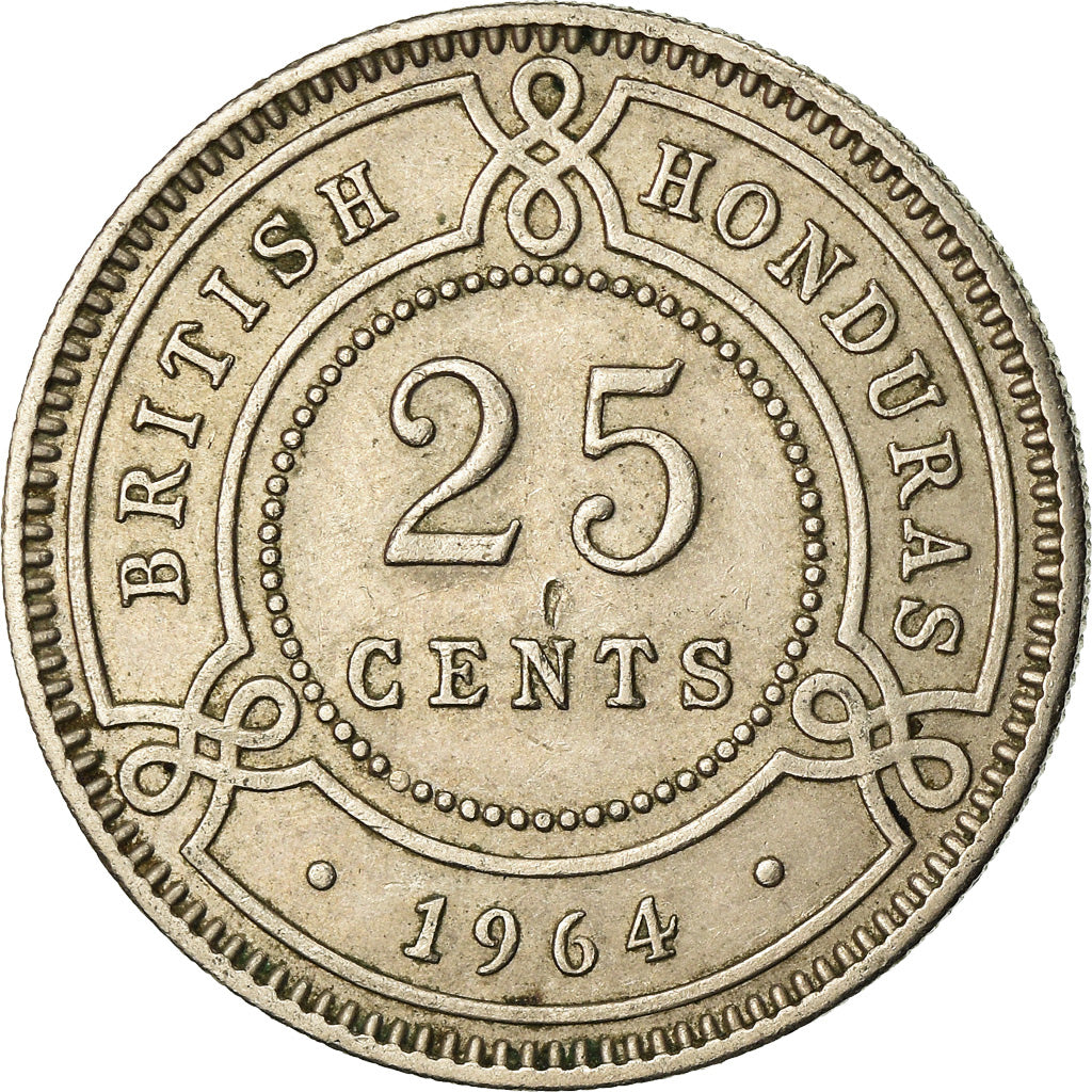 Moneda, Honduras británica, Elizabeth II, 25 Cents, 1964, MBC, Cobre - níquel